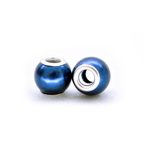 Large hole beads, pastel (2 pieces) 10x12 mm - Bright blue